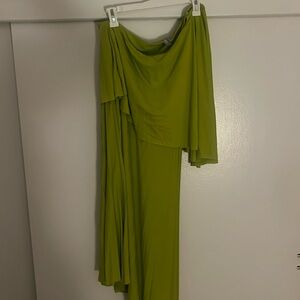 ASOS Chartreuse Pleated One-Shoulder Dress
